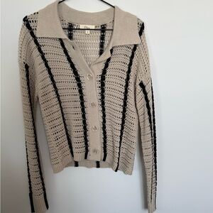 Beige and Black Knit Women's Sweater